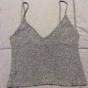 Brandy Melville Gray V-Neck Crop Top